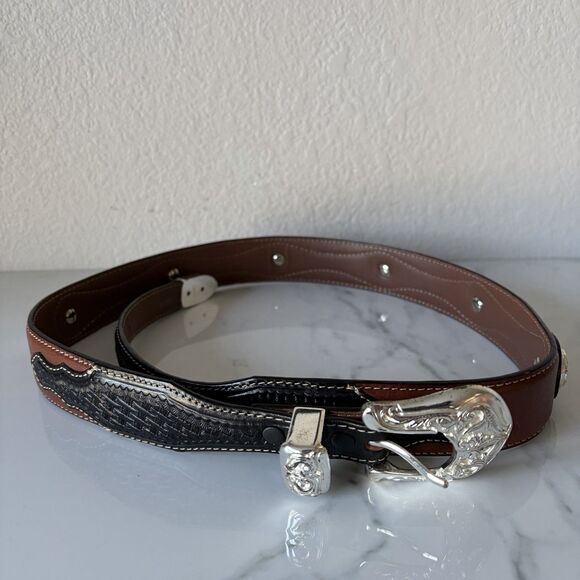 Justin Boots Accessories - Justin Women’s Leather Western Belt Size 32 Black Brown
